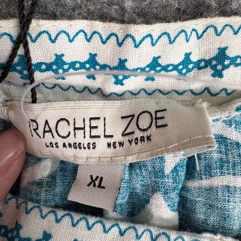 Rachel Zoe Boho Peasant Top XL Linen Blend Lace Trim Cottagecore Festival Fairy - Picture 5 of 11